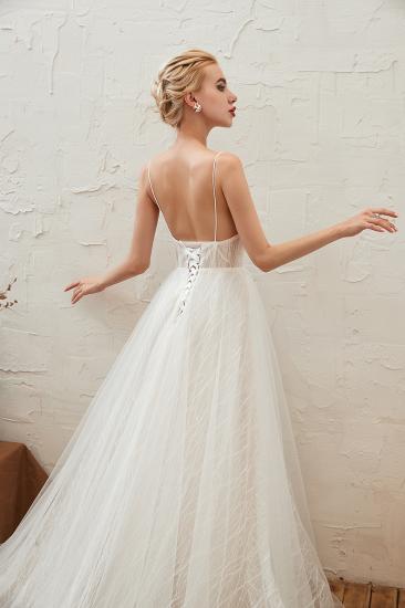 Harlan | Chic Deep V-neck White Tulle Princess Open back Wedding Dress with Court Train_18