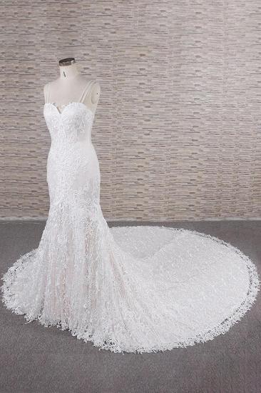 Gorgeous Spaghetti Straps Mermaid Wedding Dress | With Appliques Ivory Sleeveless Bridal Gowns_4