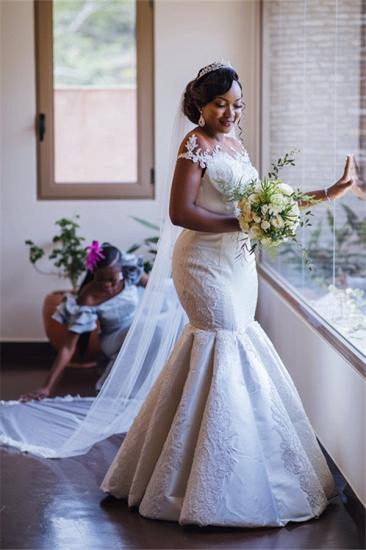 Glamorous Off Shoulder Lace Applique Mermaid Bridal Wedding Dresses