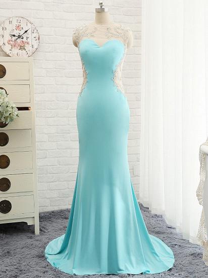 Goregeous Blue Crystal Summer Prom Dresses Mermaid Long Open Back Evening Gowns_1