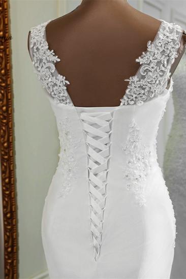 TsClothzone Stunning Jewel Sleeveless White Wedding Dresses White Mermaid Beadings Bridal Gowns_8