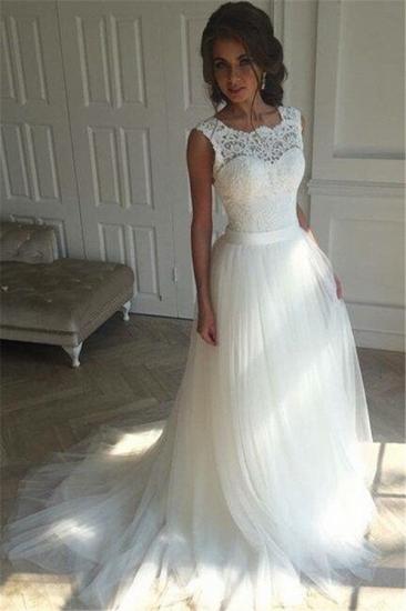 Lace A-line Simple Sleeveless Sash Open-Back Wedding Dresses_1