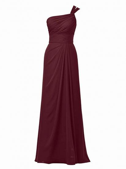 Grape Asymmetric Chiffon Long  Bridesmaid Dress_4