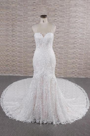 Gorgeous Spaghetti Straps Mermaid Wedding Dress | With Appliques Ivory Sleeveless Bridal Gowns_2