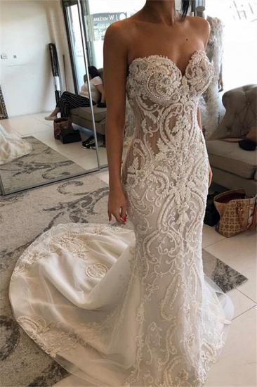 2022 Sexy Mermaid Sweetheart Wedding Dresses | Cheap Sheer Tulle Lace Bridal Gowns_1