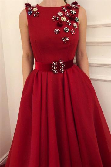 Cute Satin A Line Fowers Red Prom Dress with Dragonfly | Chic Scoop Sleeveless Long Prom Dress with Sash_2