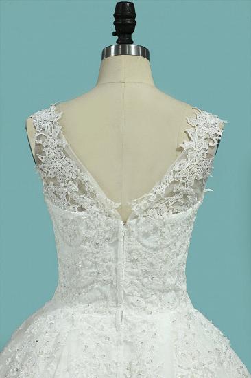 TsClothzone Glamorous Jewe Tull Lace Wedding Dress Appliques Sleeveless Beadings Bridal Gowns Online_4