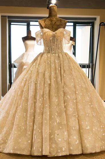 Amazing Strapless Cap sleeves Lace appliques Wedding Dress Online_2