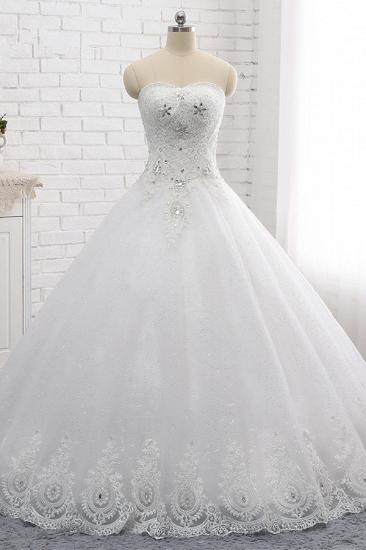TsClothzone Affordable S-Line Sweetheart Tulle Rhinestones Wedding Dress Lace Appliques Sleeveless Bridal Gowns Online_1