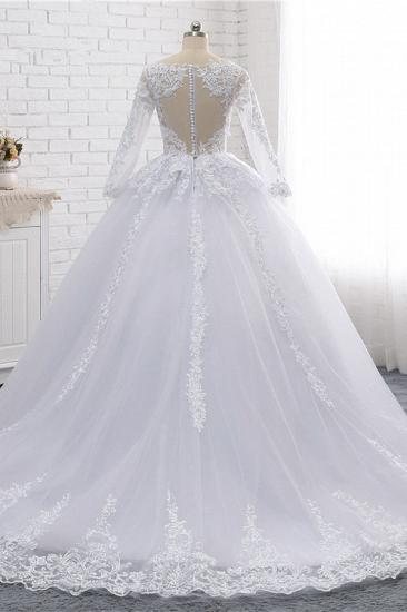 TsClothzone Stylish Long Sleeves Tulle Lace Wedding Dress Ball Gown V-Neck Sequins Appliques Bridal Gowns On Sale_3
