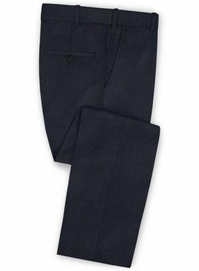 Shark skin blue notched lapel wool suit | two-piece suit_3