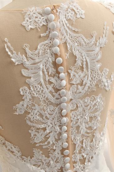 TsClothzone Elegantes Juwel Meerjungfrau-Spitze-Hochzeitskleid mit langen Ärmeln weiße Applikationen Brautkleider im Angebot_6