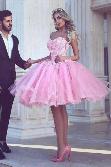 Pink Ball-Gown Appliues Sweetheart-Neck Short Homecoming Dresses