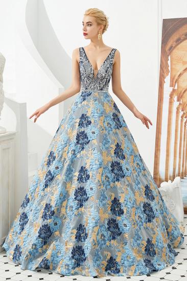 Heather | Luxury Floral Sexy Deep V-neck Princess Prom Dress with Deep V-back_5