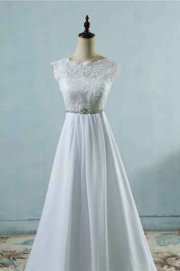 TsClothzone Gorgeous Jewel Chiffon Ruffles Lace Wedding Dress White Appliques Beadings Bridal Gowns with Sash_5
