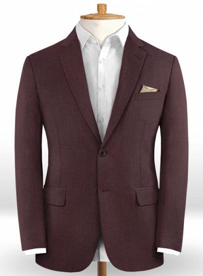 Burgundy wool blend notched lapel suit ｜ two-piece suit_2