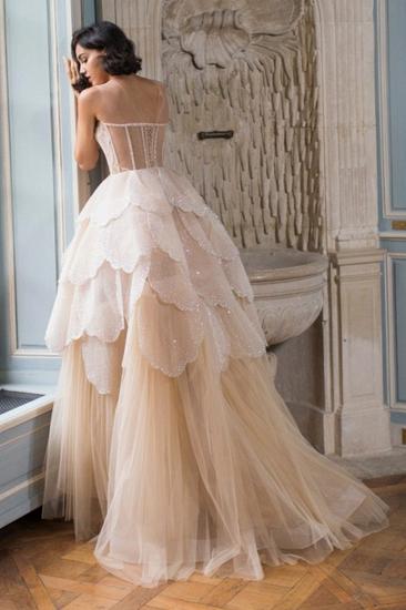 Jewel Sequins Asymmetrical Dress Sleeveless Tiered Hi-Lo Evening Dresses_4