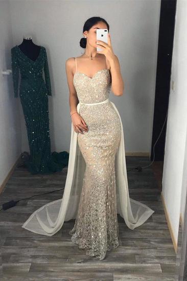 Bling Sheath Spaghetti Straps Beading Sweetheart Neckline Thin Straps Sleeveless Prom Dresses | Tight Party Gowns_2