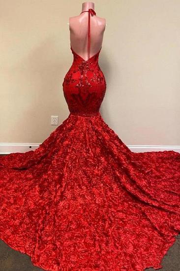Halter Spaghetti Strap Sequined Floral Lace Mermaid Ball Gown_2