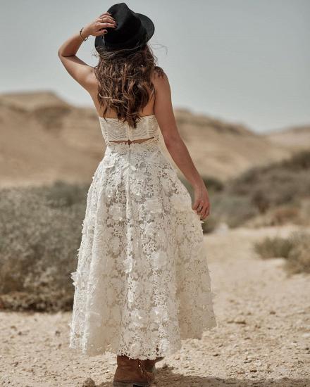 Boho Halter Sleeveless Floral Simple Wedding Dress_2