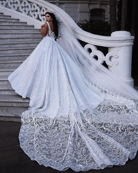 Elegante Brautkleider mit Spitzenträgern | 2022 Luxuriöse, ärmellose Brautkleider mit offenem Rücken_4