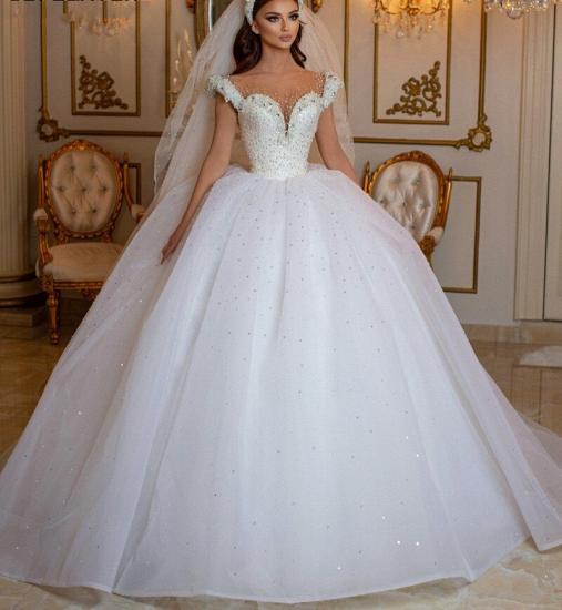 Reines und perfektes ärmelloses Prinzessinnen-Weiß-Hochzeitskleid in A-Linie_4