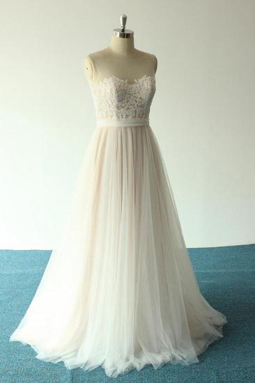 Affordable Jewel Sleeveless A-line Wedding Dress | Tulle Lace Bridal Gowns_4