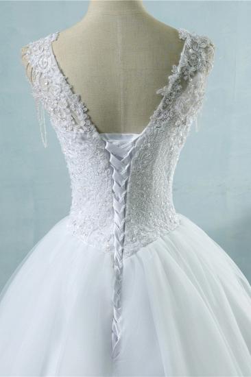 TsClothzone Glamorous Straps Sweetheart White Wedding Dress Sleeveless Appliques Beadings Bridal Gowns_6