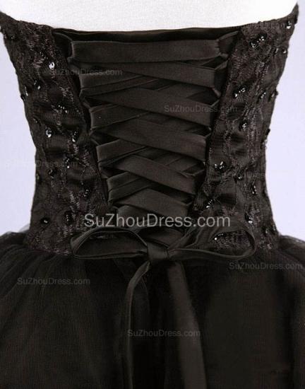 Cute Sweetheart Black Short Cocktail Dress Beading Tulle Lace-Up Mini Homecoming Dress_3