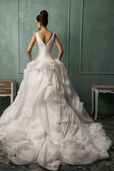 Latest Spaghetti Strap Ruffles Bridal Gown Gorgeous Court Train Zipper Wedding Dress_3