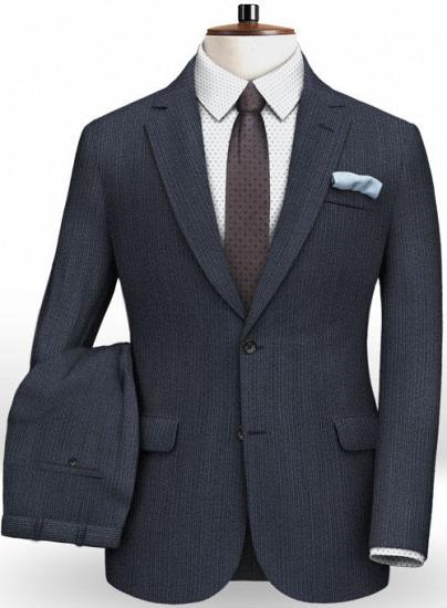 Italienischer Anzug aus blauer Wolle mit fallendem Revers | zweiteiliger Anzug_1