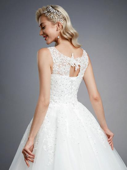 Formal Ball Gown Wedding Dresses Jewel Lace Tulle Straps Casual Backless Bridal Gowns Online_8