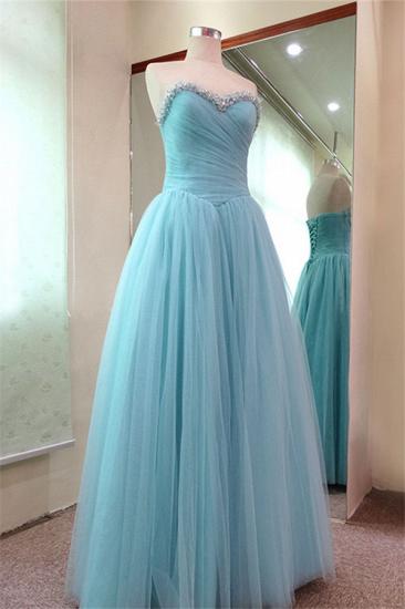 Tulle Rhinestone Rulles Prom Dresses 2022 Sweetheart Tiered Strapless Evening Dresses_1