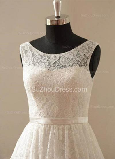 Nettes weißes kurzes Spitze-Strand-Hochzeits-Kleider preiswerter knielanger Reißverschluss populäres Sommer-Abschlussball-Kleid für Frauen_3