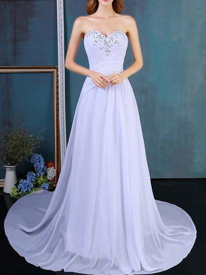 Formal A-Line Wedding Dress Strapless Tulle Strapless Plus Size Bridal Gowns Sweep Train_3