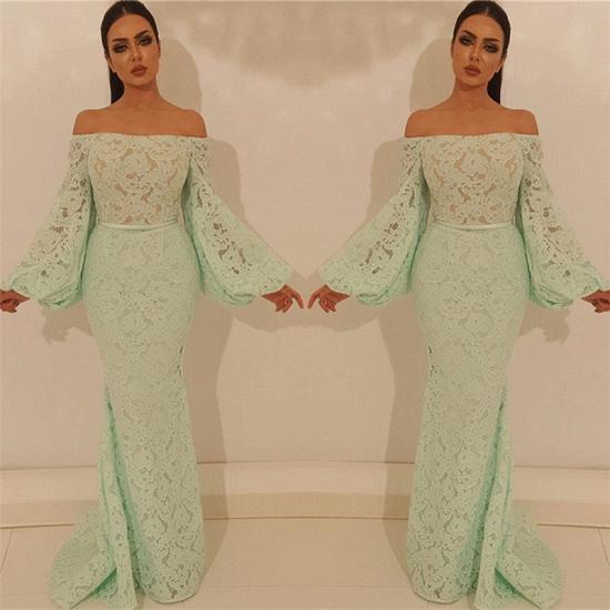 Elegant Mermaid Off the Shoulder Prom Dress | Chic Lace Long Sleeves Prom Dress_2