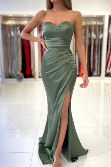 Green Heart Neck Sleeveless Floor Length Evening Dress | Simple Prom Dress_4