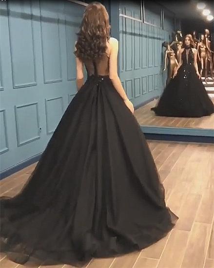 High Neck Black Tulle Sexy Prom Dresses 2022 | Sleeveless Beads Sequins Evening Gowns_4