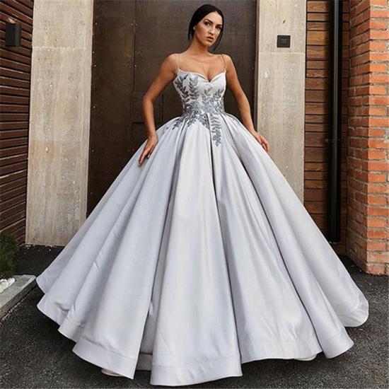 Spaghetti Straps Satin Puffy Evening Dresses | 2022 Appliques Elegant Quinceanera Dresses with Beads_3
