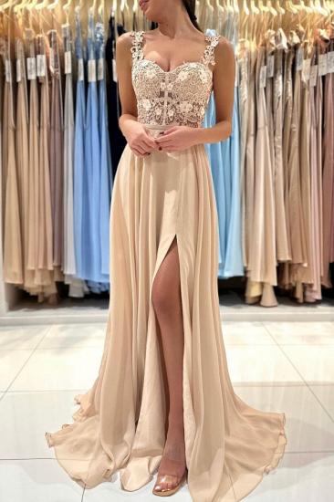 Simple Long Evening Dresses Cheap | Lace prom dresses_5