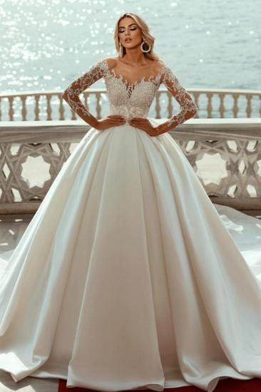 Wunderschöne Brautkleider Prinzessin | Brautkleider aus Satin mit Ärmeln_1