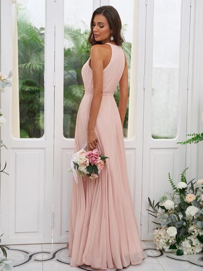 Simple Long Pink Sleeveless Evening Dress | Chiffon Ball Gown Evening Dress_3