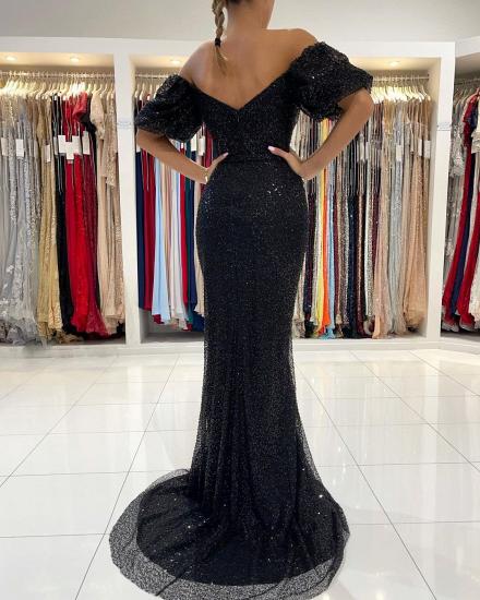 Black Sleeve Long Sequin Evening Dress | Cheap Prom Dresses_2