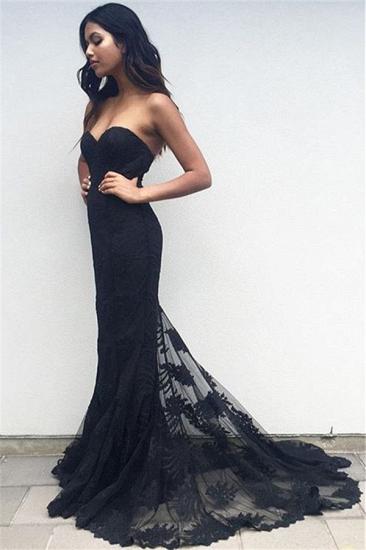 Sweetheart Elegant Sheath Black Lace Appliques Evening Gowns 2022 Long Prom Dresses