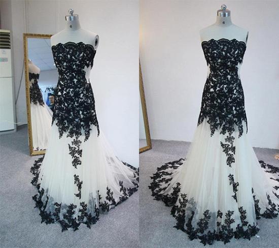 Latest Strapless Court Train Lace Prom Dress Custom Made Tulle Formal Occasion Dresses_2