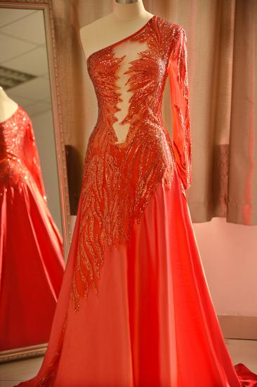 Sexy See-through One shoulder Red A-line Prom Dress TsClothzone Design_5