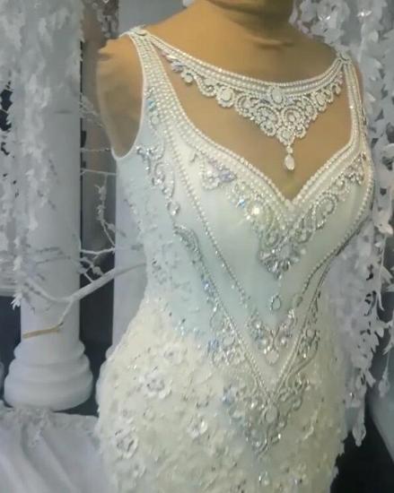 TsClothzone Unique Jewel Ärmellose weiße Brautkleider Mermaid Lace Brautkleider mit Applikationen Online_3