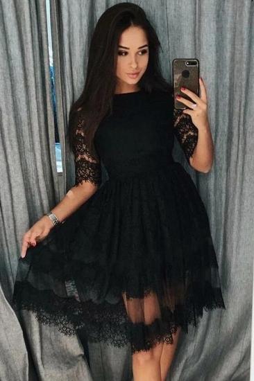 Cute Black Half Sleeves Lace Daily Wear Casual Short  Dress_1