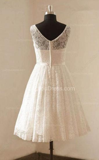 Cute White Short Lace Beach Wedding Dresses Cheap Knee Length Zipper Popular Summer Prom Dress for Women_2
