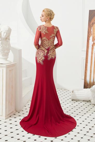 Harley | Luxury Illusion neck Long Sleeves Prom Dress with Sparkling Gold Lace Appliques_5